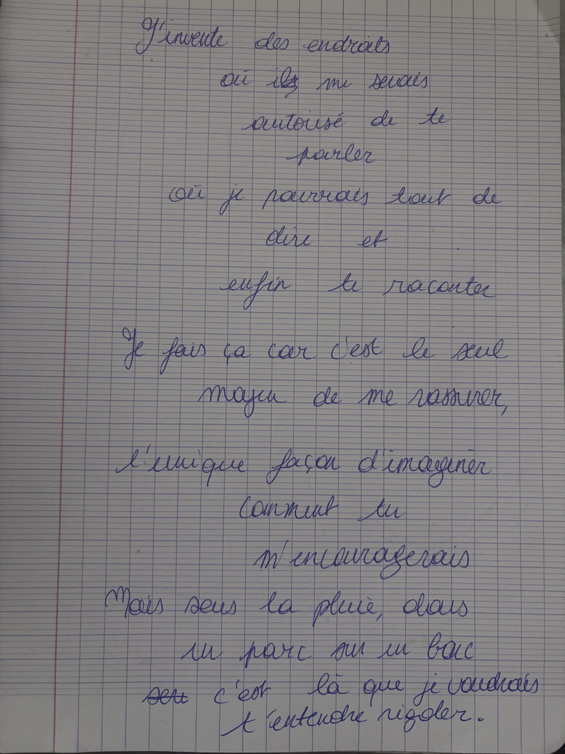 Pouvoir enfin te raconter