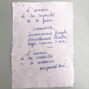 Poème manuscrit - La capacité